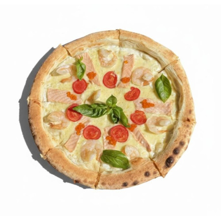 Somonlu, Karidesli ve Kırmızı Havyarlı Pizza Somonlu, Karidesli ve Kırmızı Havyarlı Pizza